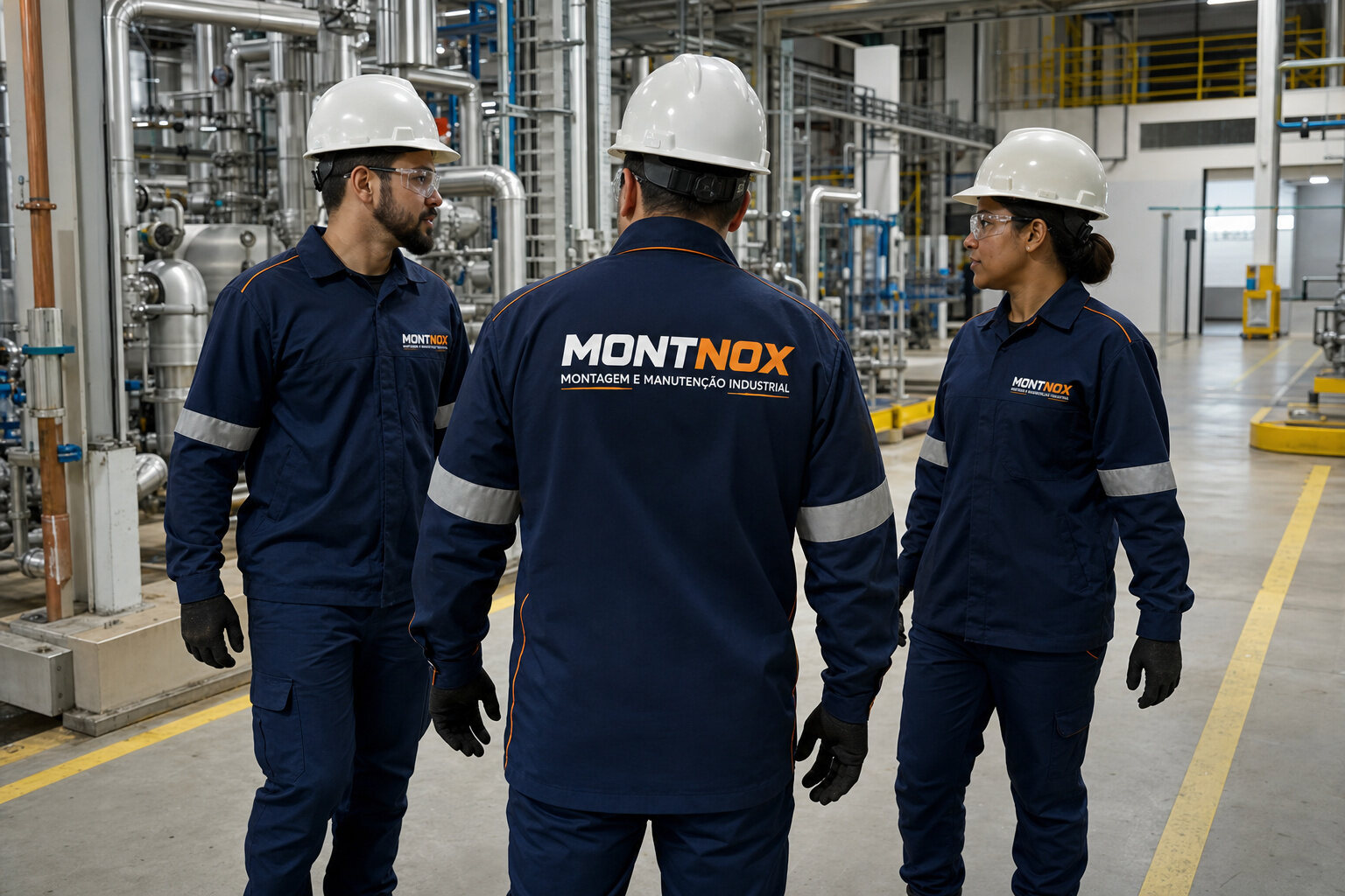 Equipe técnica Montnox em ambiente industrial